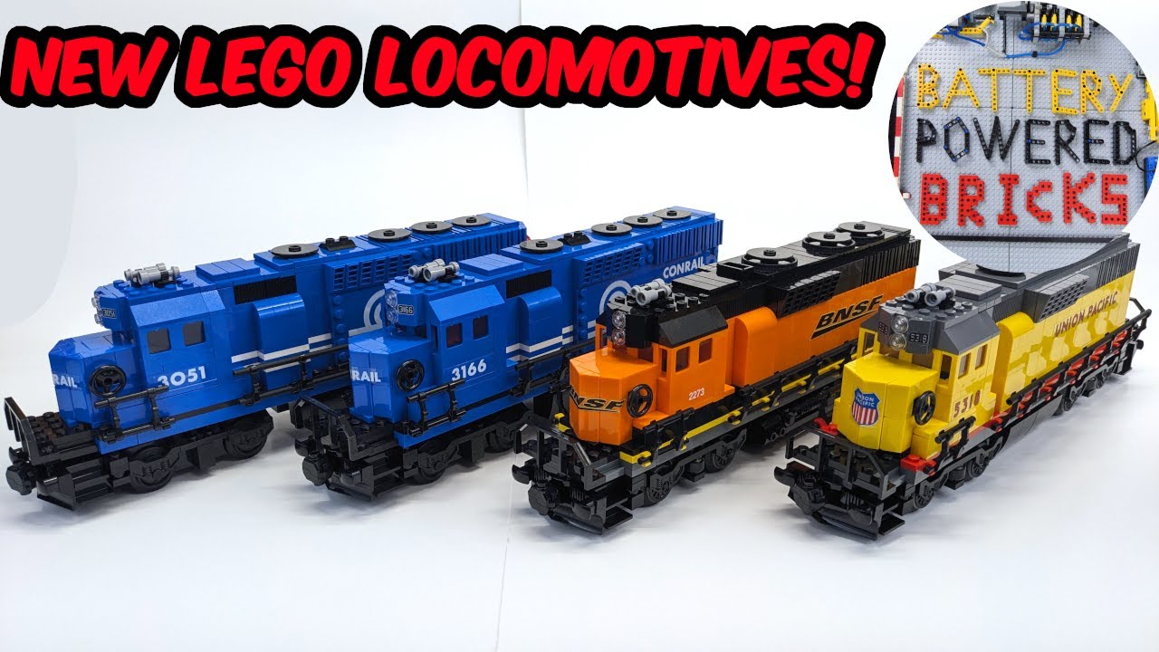 Maersk Mod Lego locomotives!  BNSF, Conrail and Union Pacific