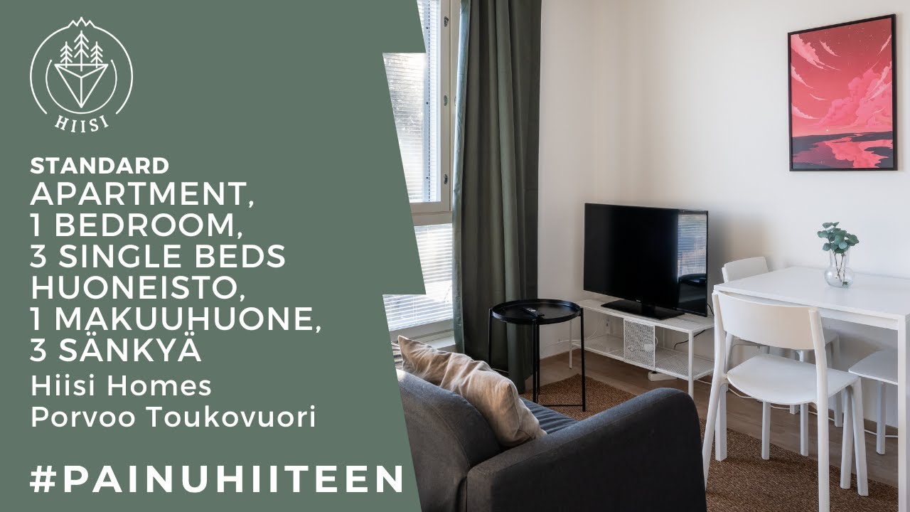 Hiisi Homes Porvoo Toukovuori | Standard-huoneisto, 1 mh, 3 sänkyä | Standard Apt, 1 Bedroom, 3 Beds