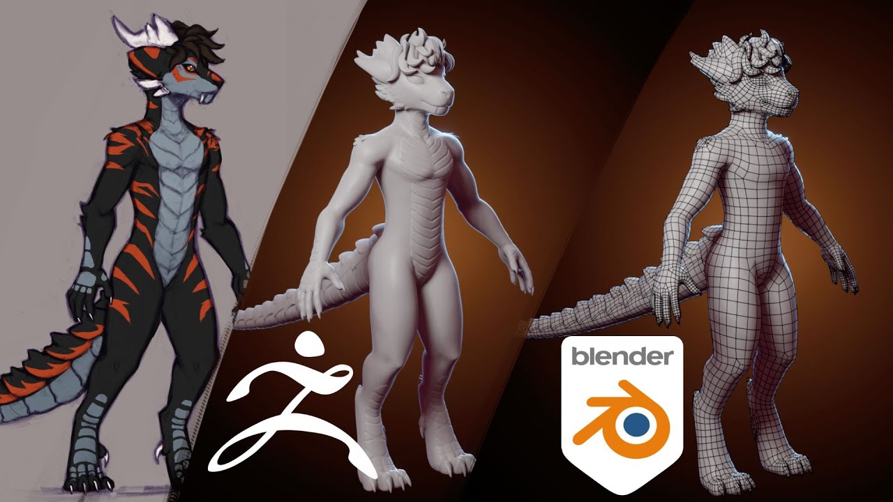 Tiger Dragon Part 1 - Zbrush and Blender character modeling timelapse (commission)