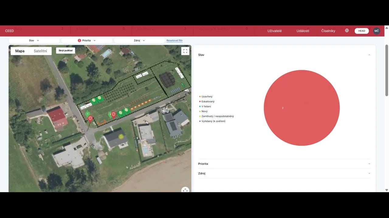 CEED - Dashboard zadání mimořádné události (incidentu)