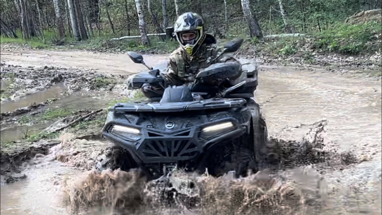 Дальняк на квадроцикле cfmoto 600eps по лесу и грязи . Первый весенний дальняк.