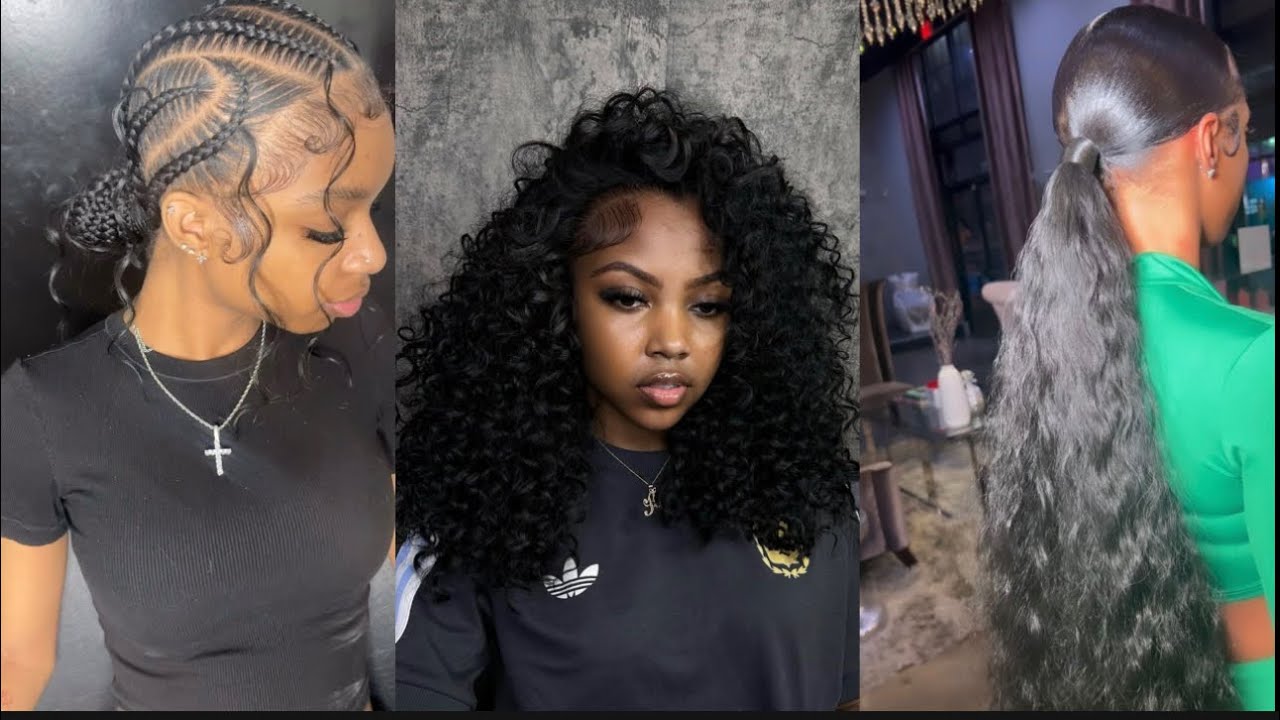 Braids, Quickweave, Ponytails~Tiktok compilation #hair #quickweave #hairstyles #ponytail #leaveout 