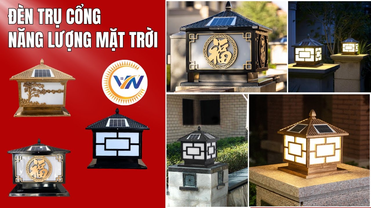 Đèn năng lượng mặt trời - Đèn trụ cổng trang trí sân vườn tích hợp nhiều chế độ màu ánh sáng cực đẹp