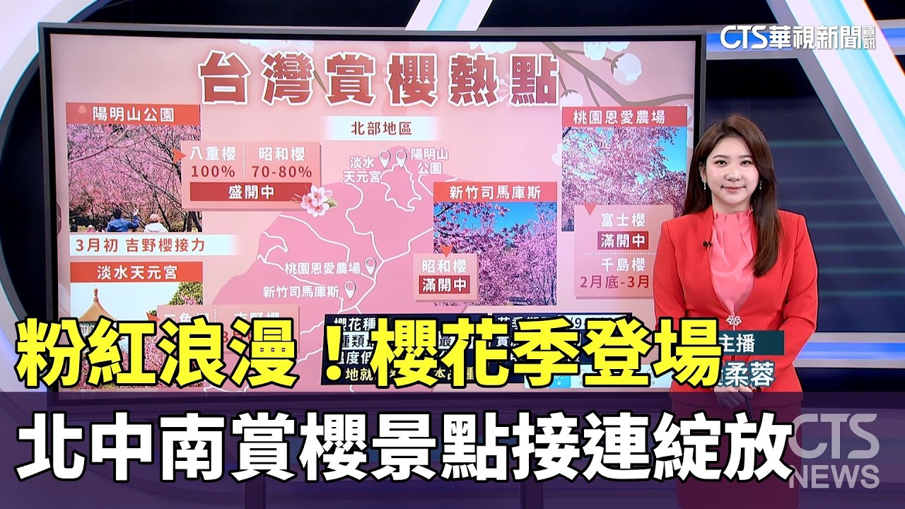 粉紅浪漫！　櫻花季登場　北中南賞櫻景點接連綻放｜華視新聞 20260225 @CtsTw