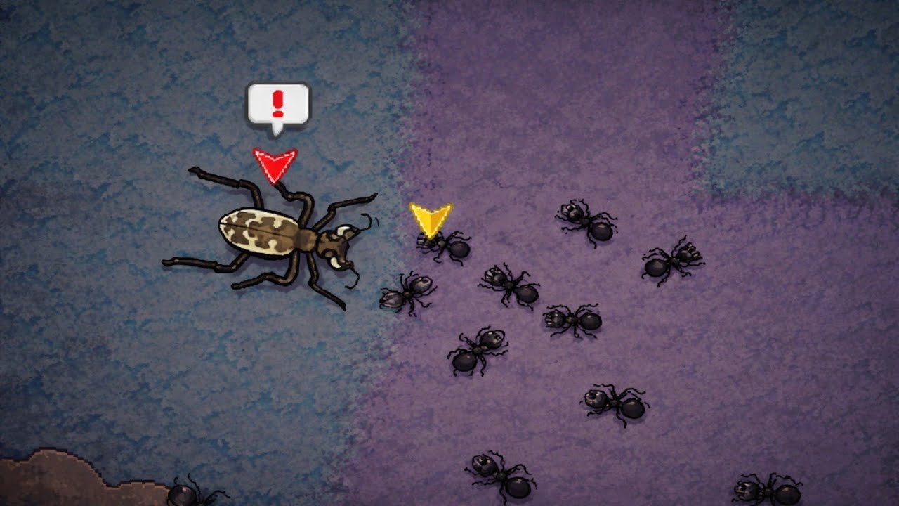 Catching my first tiger beetle for my new account in ants colony simulator 