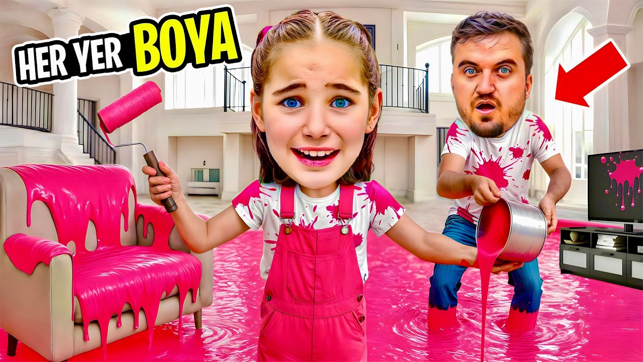 ELİF SİNEM DEV ŞAKA GERÇEK OLDU !! EŞYALARI PEMBEYE BOYADIK !! ANNEM ÇILDIRDI EYVAH !! 