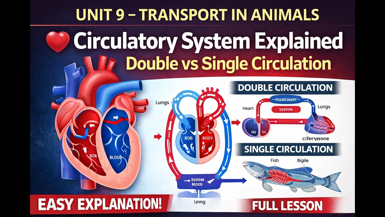 Lesson 1 Circulatory System Explained | Double vs Single Circulation | Unit 9