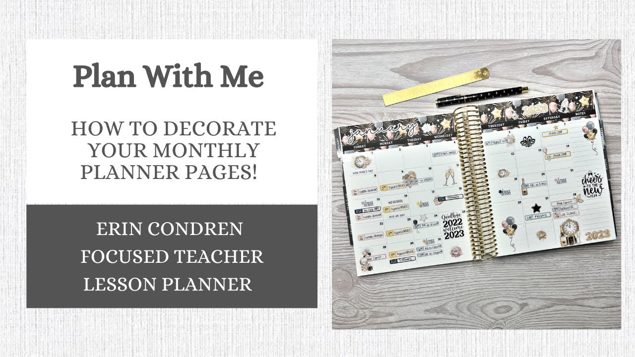 🎉 HOW TO DECORATE YOUR MONTHLY PAGES | EC FOCUSED TEACHER LESSON PLANNER | RACHELLE'S PLANS 🎉