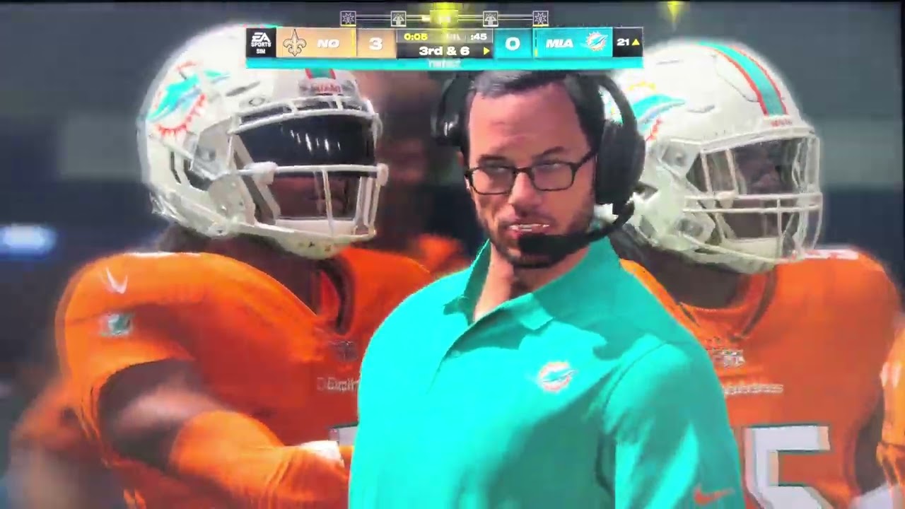 Saints vs Dolphins madden 24 full game 1 minute quarters ￼￼