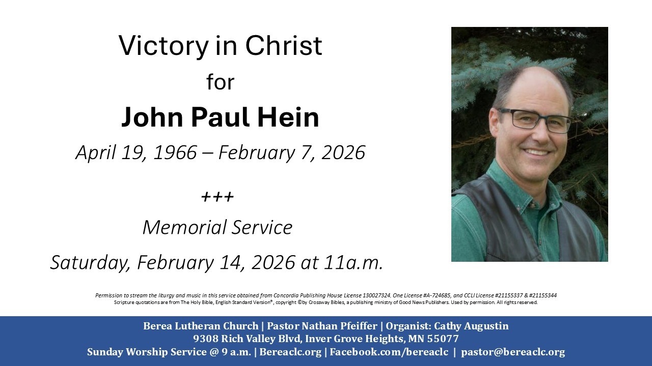 2/14/26 - Memorial Service for John Hein