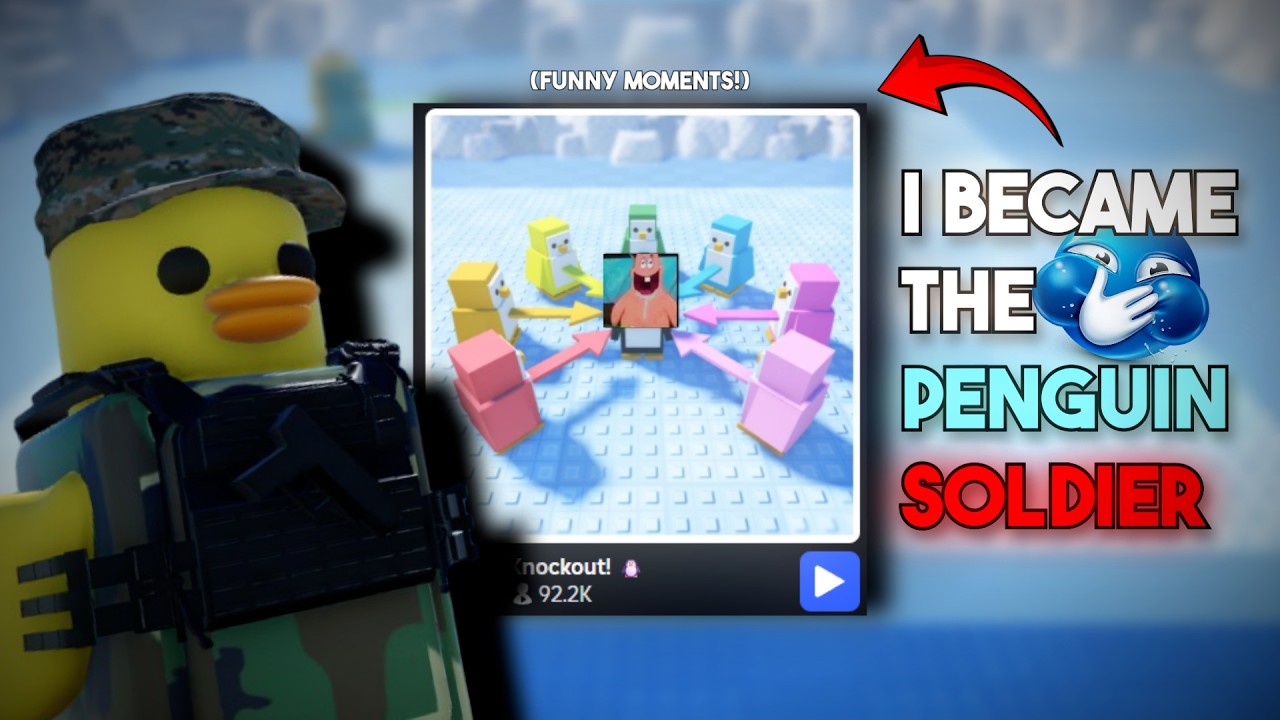 Penguin Soldier 😂(Roblox Knockout Funny Moments)