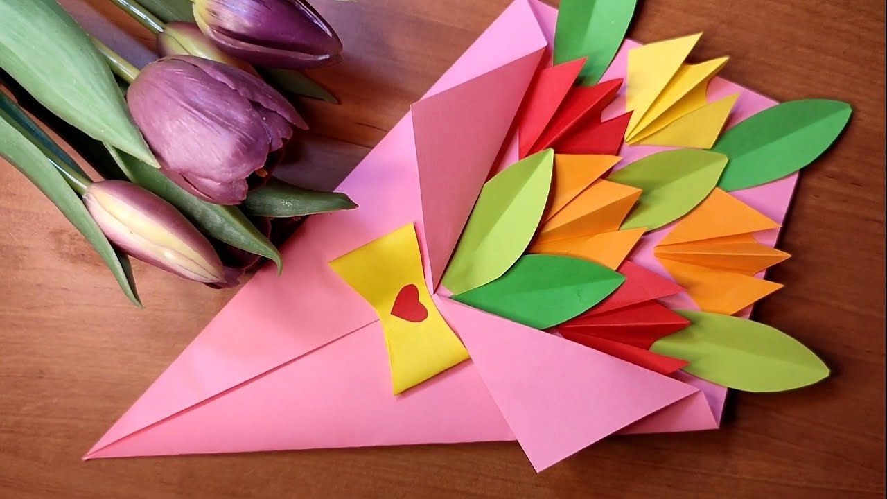 Вироби до 8 Березня Виріб з паперу/ Букет із тюльпанів🌷