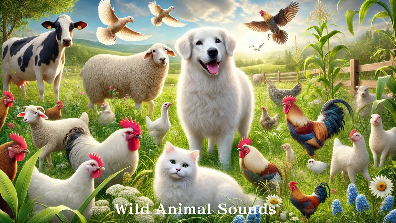 Cute Farm Animals: Dog, Sheep, Cow, Rooster, Cat, Turkey &ndash; Animal Sounds