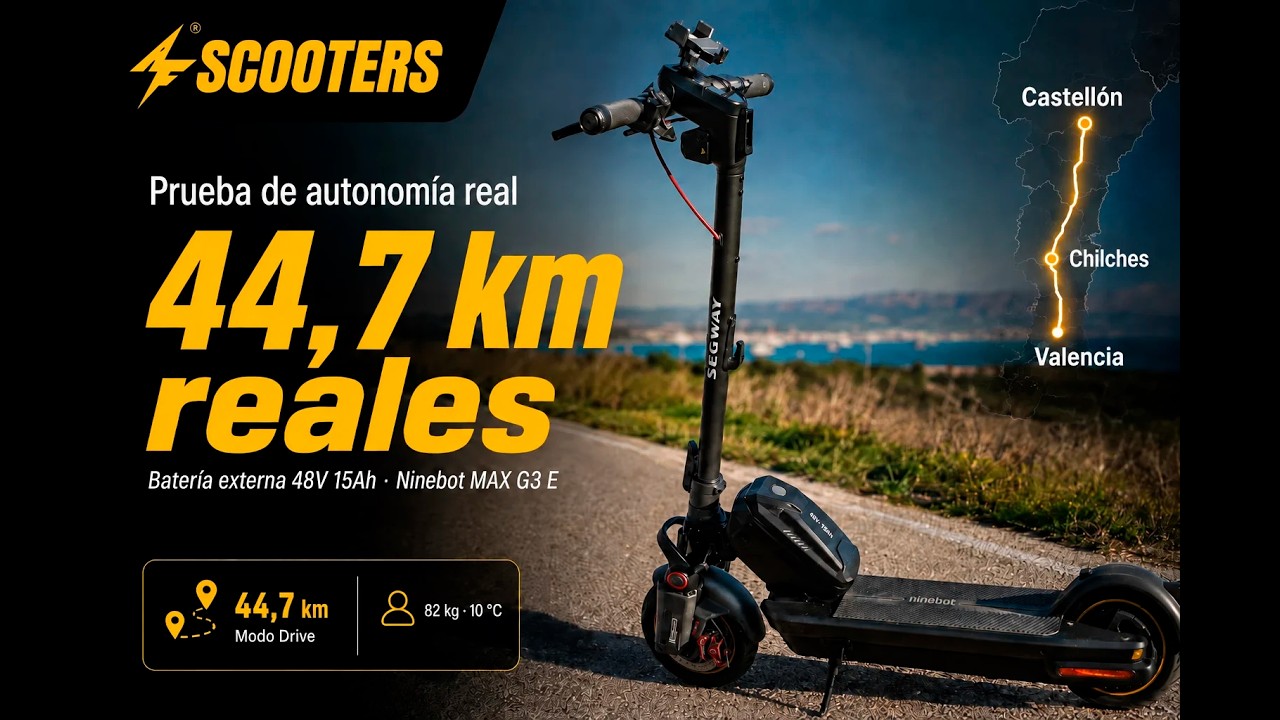 &iquest;Cu&aacute;ntos km hace realmente una bater&iacute;a de patinete el&eacute;ctrico de 15 Ah? Nuestra prueba: 44,7 km