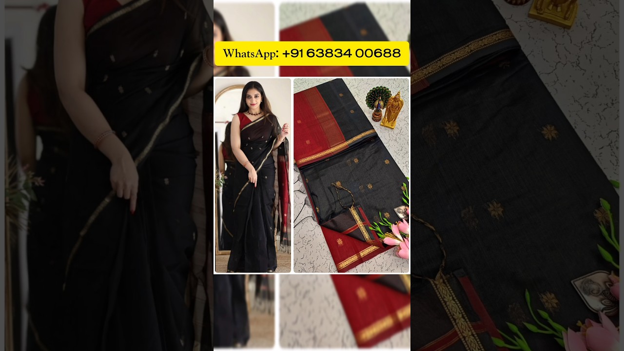 🦚 Maheswari Silk Cotton Sarees 🦚  WhatsApp: +91 97513 48742           #purecotton #saree #viralvideo