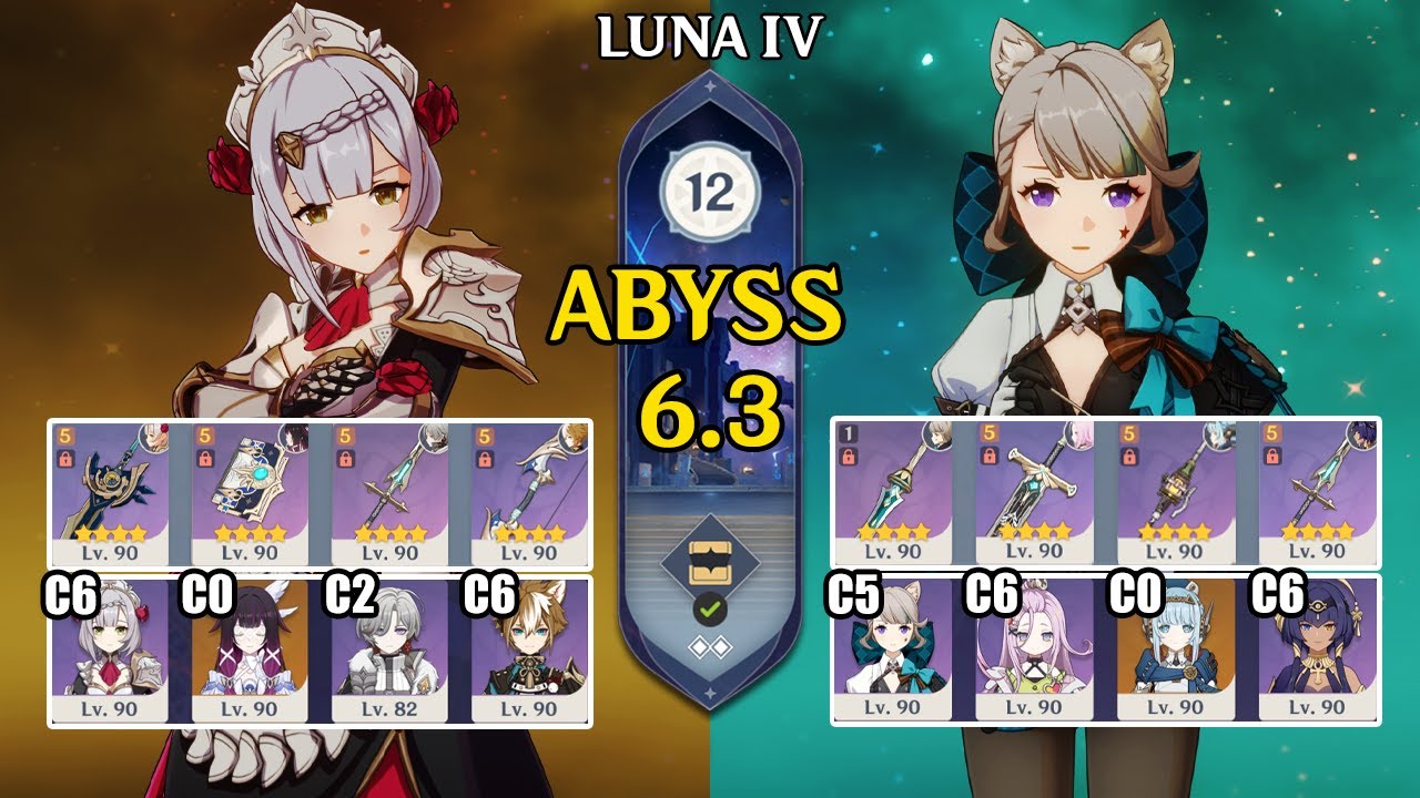 C6 Noelle Illuga & C5 Lynette Lunar Driver | Spiral Abyss 6.3 Luna 4 | Genshin Impact 【原神】