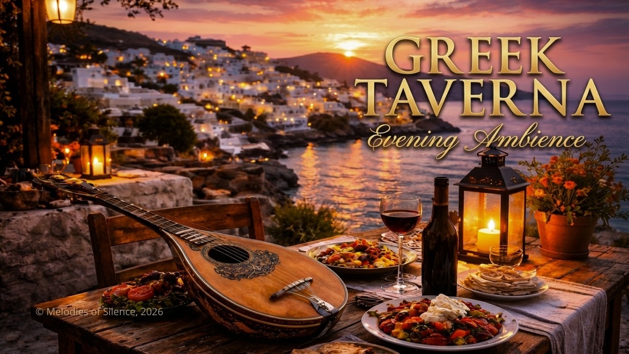 Greek Taverna by the Sea 🇬🇷 Bouzouki Mediterranean Ambience | LIVE