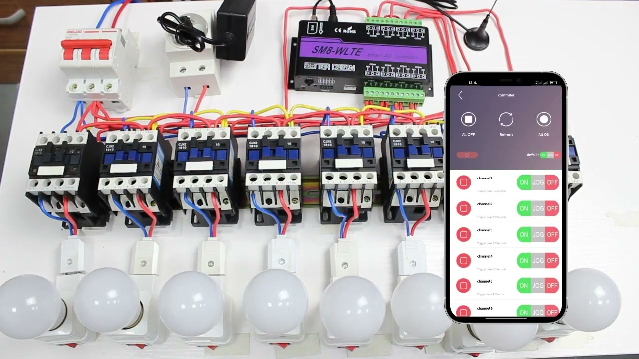 8 Channels 4G Relay Switch SM8-WLTE APP SMS Remote Control Light, Curtains, Garage Door, Water Pump