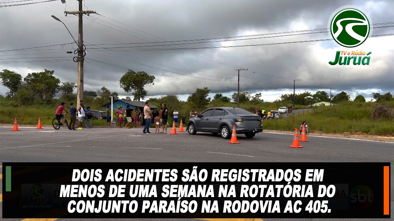 2 acidentes são registrados em menos de uma semana na rotatória do conjunto Paraíso na AC 405