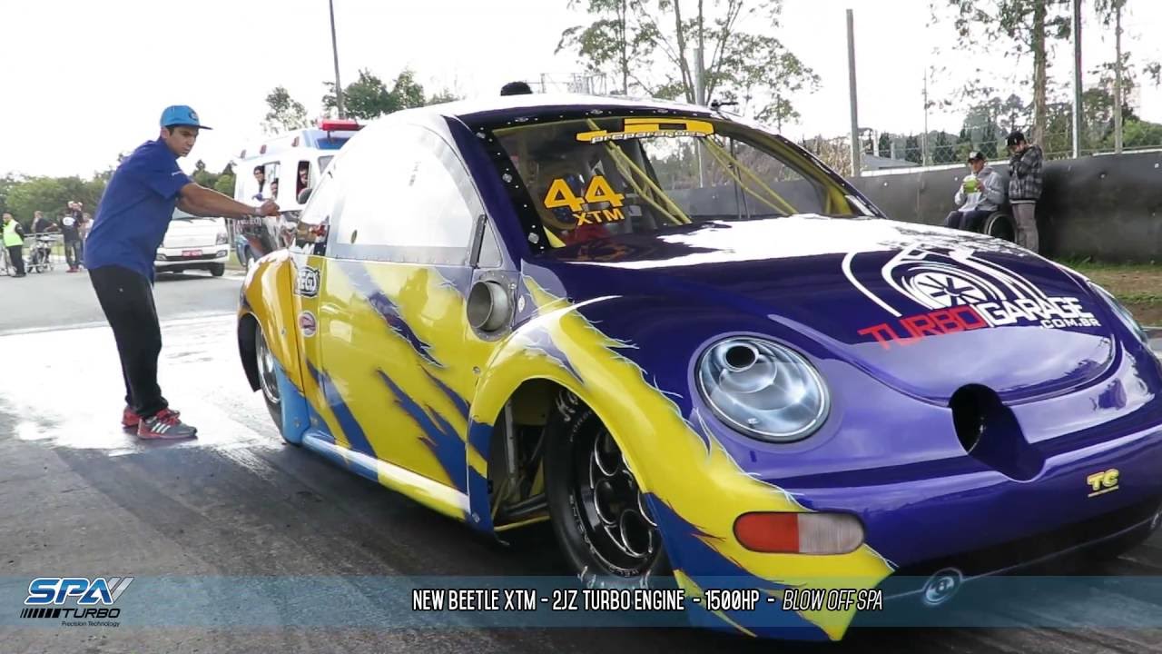 5.4 sec 1/8 mile New Beetle 2JZ turbo swap small drag tires - SPA Turbo
