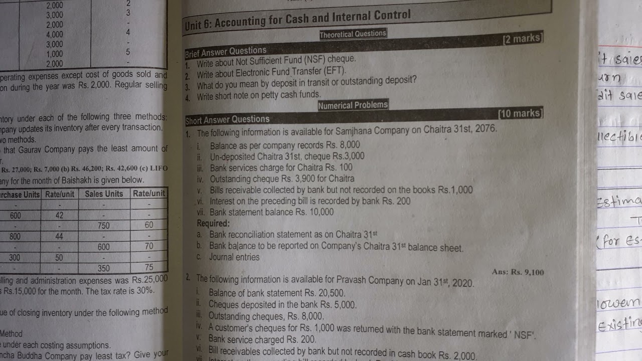 Bank reconciliation statement // Accounting for cash and internal control // part-1 // bbs 1st year#