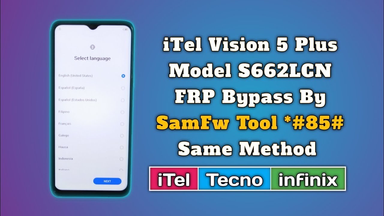 iTel Vision 5 Plus FRP Bypass By SamFw Tool iTel S662LCN FRP Google Account Unlock Android 12 Easy