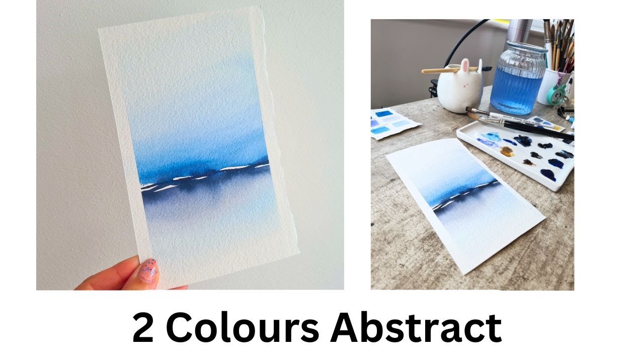 Minimalist Abstract Landscape Painting Tutorial with Indigo & Payne&rsquo;s Grey | Easy Watercolour Demo