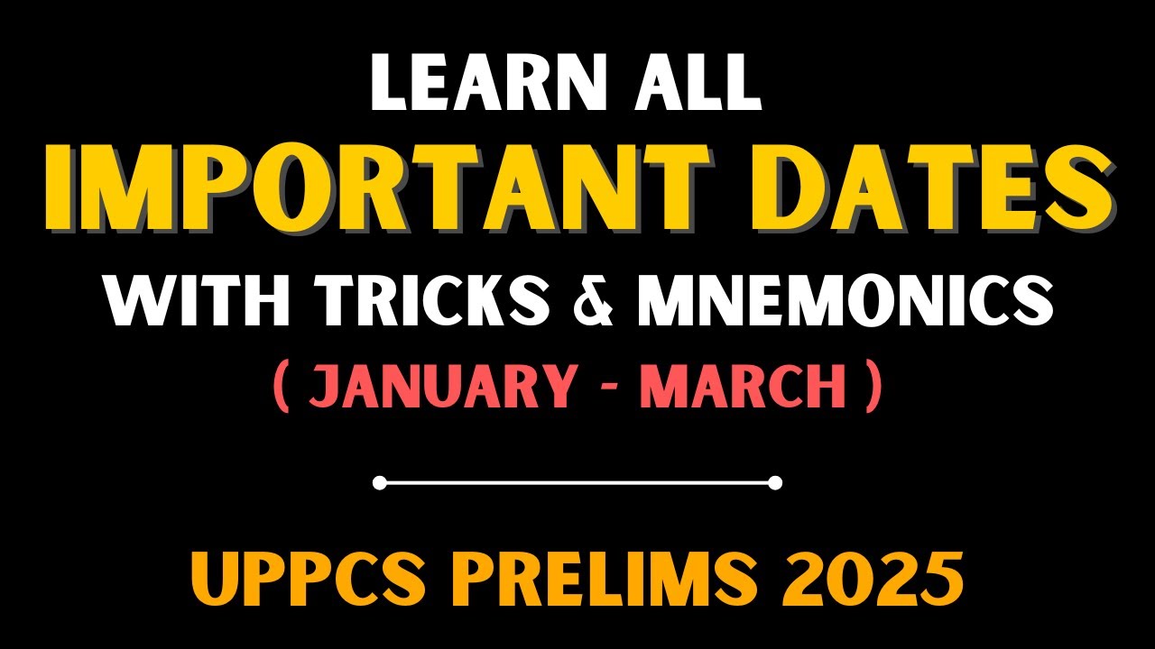 Learn All Important DATES with Tricks Easily for UPPCS Prelims 2025 
