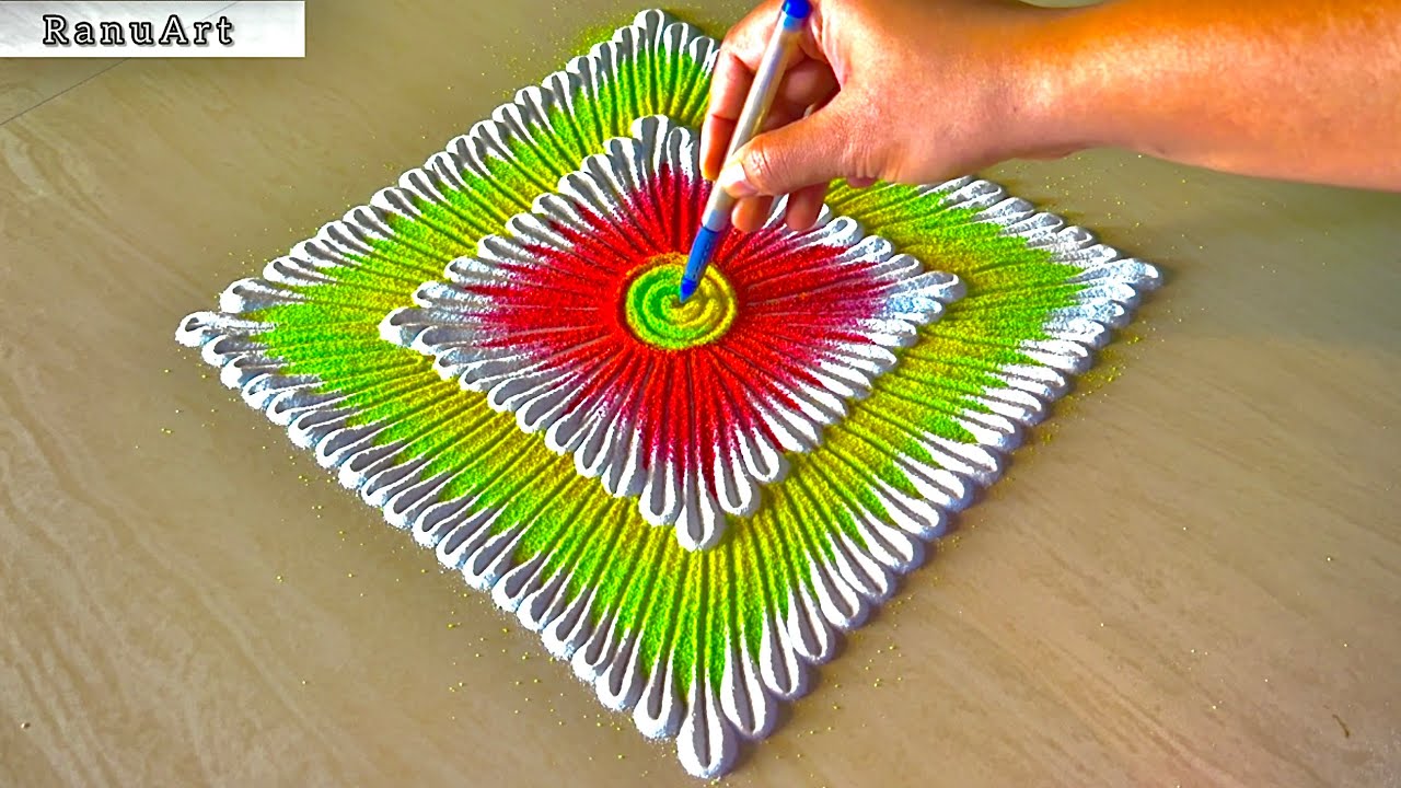 Super Easy Rangoli Design for Beginners | Beautiful & Quick Rangoli Tutorial ✨Ranu Art