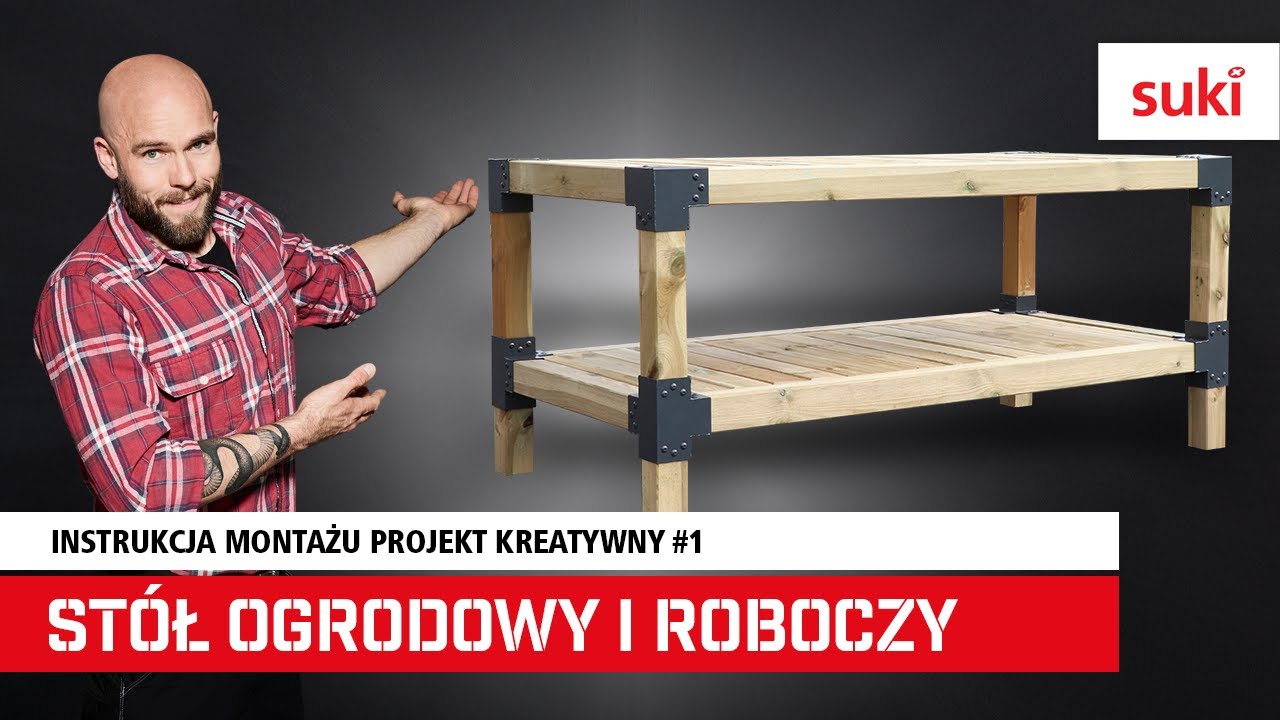 Stół ogrodowy i roboczy | Instrukcja montażu | Łączniki do drewna suki Plug-In