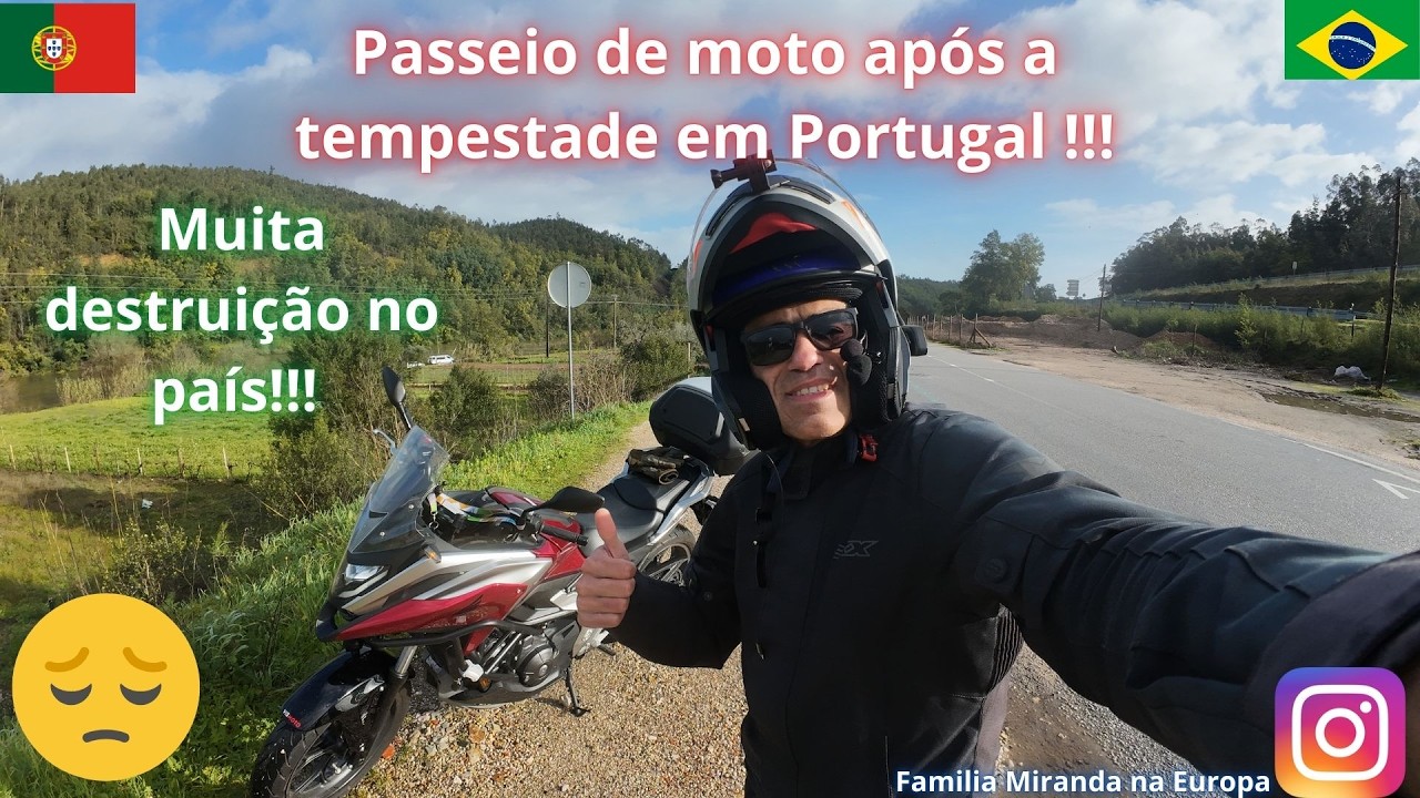 Uma volta de moto após dias de tempestade em Portugal / muita destruição  por onde passou / EP 202