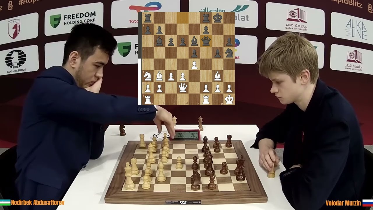 Nodirbek Abdusattorov (2768) vs Volodar Murzin (2647) - FIDE World Blitz Championship 2025