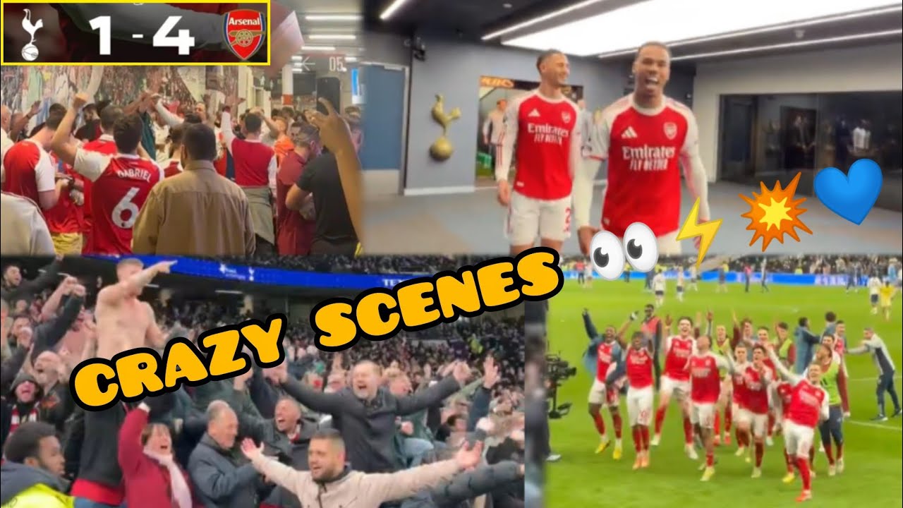 CRAZY FULL TIME SCENES! ARSENAL DESTROY TOTTENHAM 4: 1 AT THE TOTTENHAM HOTSPUR STADIUM!