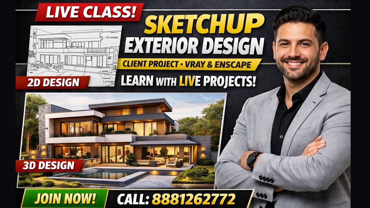 Live Class Students  Detailed Skecthup Exterior Site Design #chatgpt#InteriorDesign#Civil Design