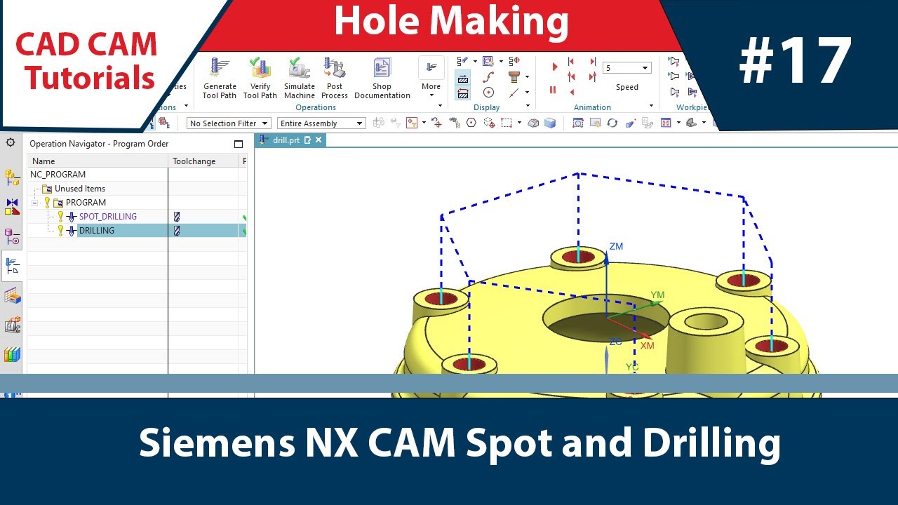 Siemens NX CAM: (English) 17_DAY:  Hole drilling and Spot drilling operaions #nx #siemens #drill