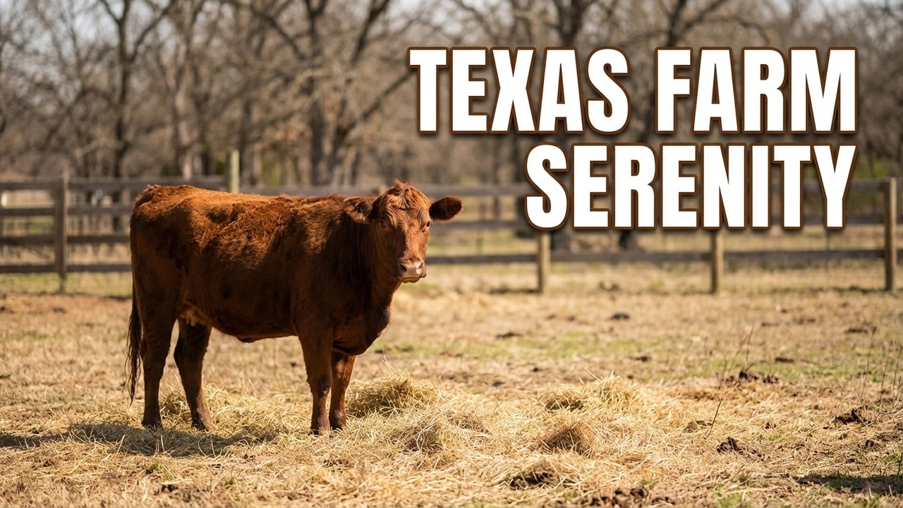 Texas Cows Roam the Pasture & Woods at Midday | 30 Min Relaxing Farm Sounds | Spring Farm Life