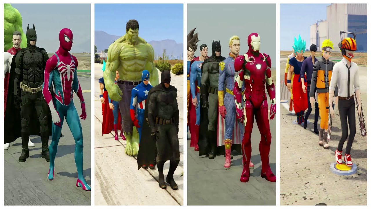 Dc vs Marvel Superhero Mega Battle #102 –#GTA5 #Hulk #Thor #Superman #Spiderman #Ironman #Betman