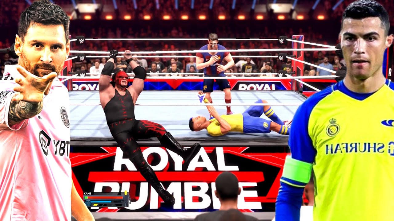 CRİSTİANO RONALDO VS MESSİ ! FUTBOLCULAR KAVGADA ROYAL RUMBLE ! WWE 2K24 !
