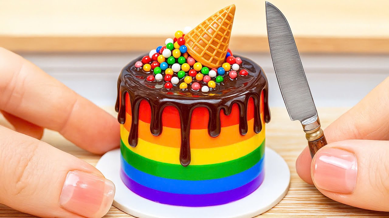 Rainbow Chocolate Cake Recipe Ideas💘How to Make Rainbow Cake | ASMR Cooking by Sara Mini Cakes
