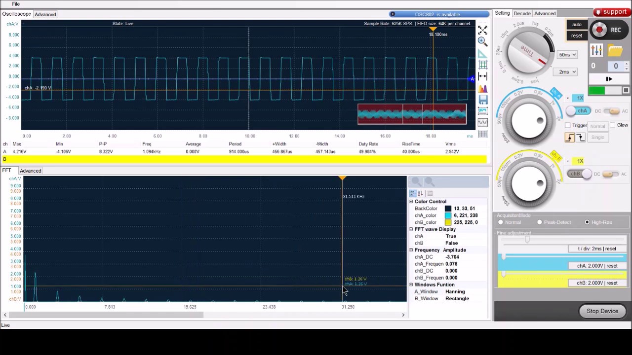 FFT Evaluation of USB Scope OSC 802