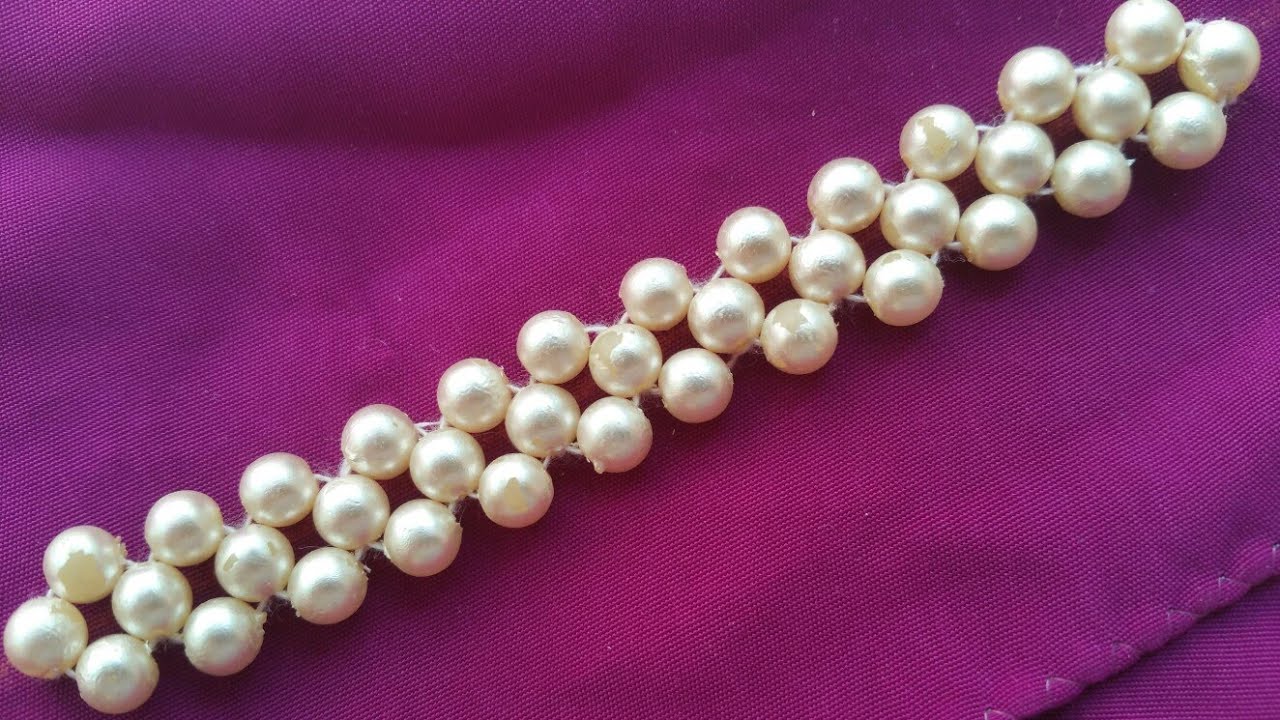 Simple Beads work|Easy Moti work|Pearls embroidery| Design For neck line and Sleeves