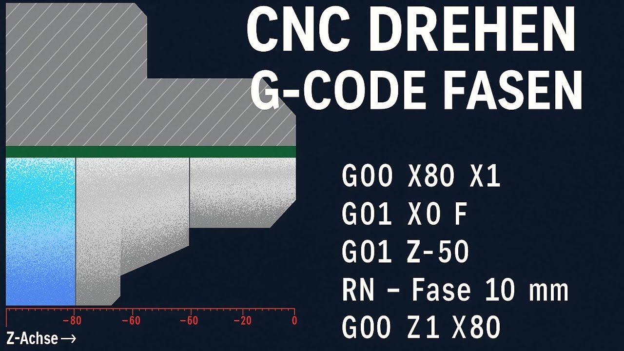 Lehrgang CNC Drehen  06 - Fasen 5x45° 10x45° (PAL G-CODE für Anfänger) 👨‍🎓👨🏻‍💻Simulation