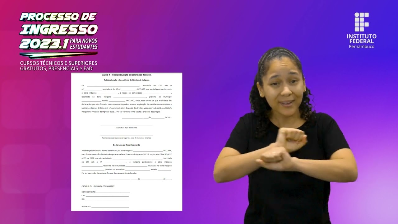 IFPE │Edital - Processo de ingresso 2023.1 - HETEROIDENTIFICAÇÃO [LIBRAS]