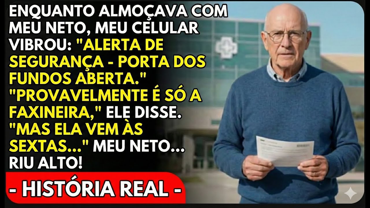 Enquanto eu estava almoçando com meu neto, meu aplicativo de segurança mostrou alguém na minha casa.