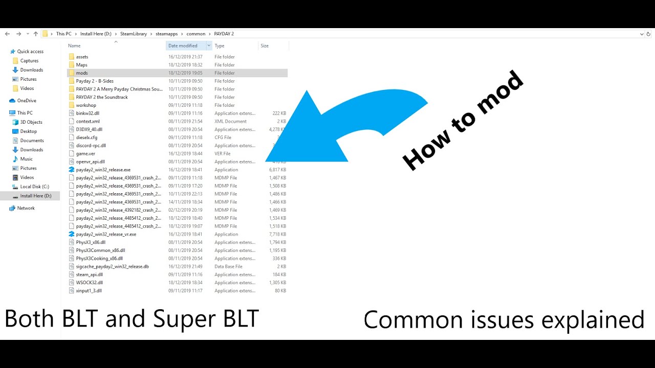How to mod Payday 2 | Common Issues Explained (Both BLT and SuperBLT method)