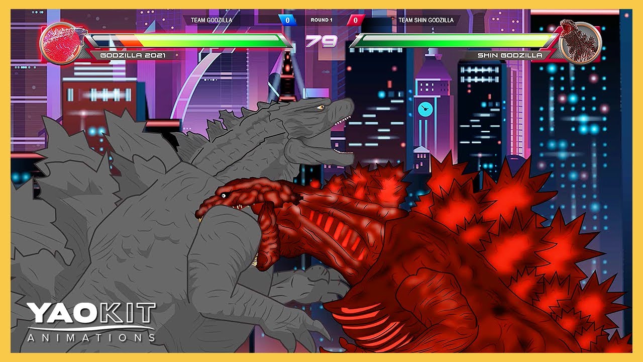 Godzilla 2021 vs Shin Godzilla with Healthbars | YaoKit Animations