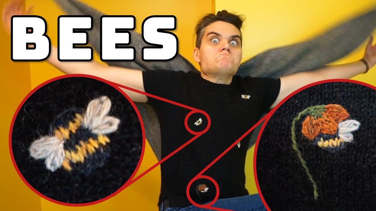 I designed and knit a vest to embroider bees on it