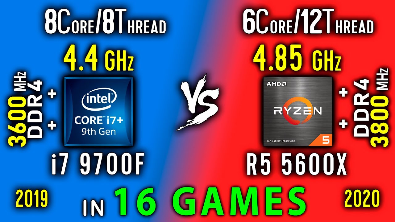 i7 9700F vs Ryzen 5 5600X Test in 16 Games or i7 9700 vs R5 5600X OC