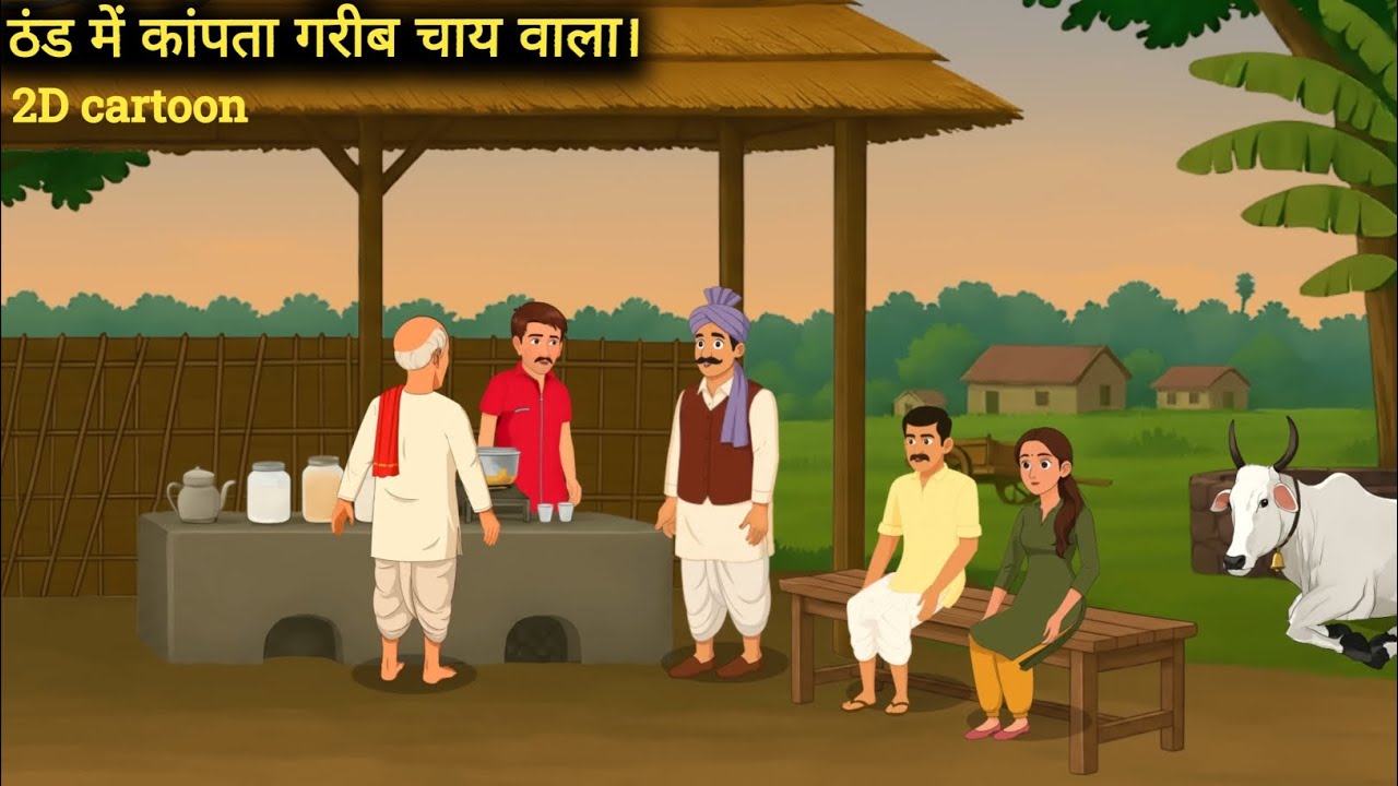 ठंड में कांपता गरीब चाय वाला 🥺🥺| Hindi story 2D animation |  Hindi moray | ceatoon story Kisanp