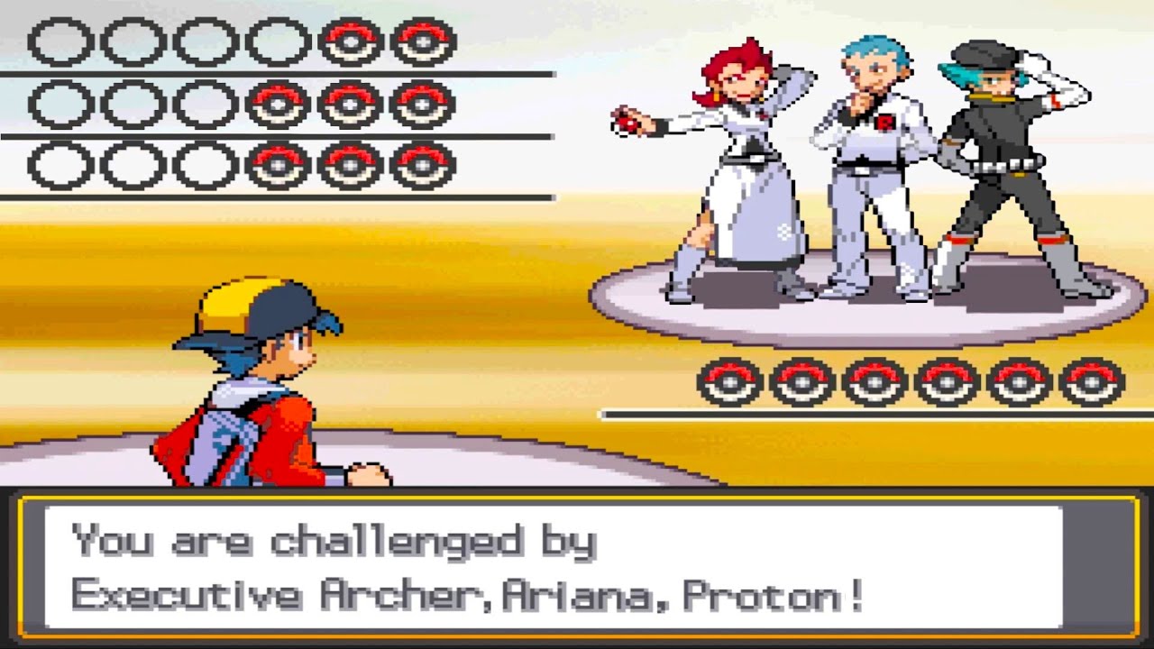 Pokemon HeartGold Generations - vs Team Rocket Executives Archer, Ariana, Proton (Radio Tower, 6v8)